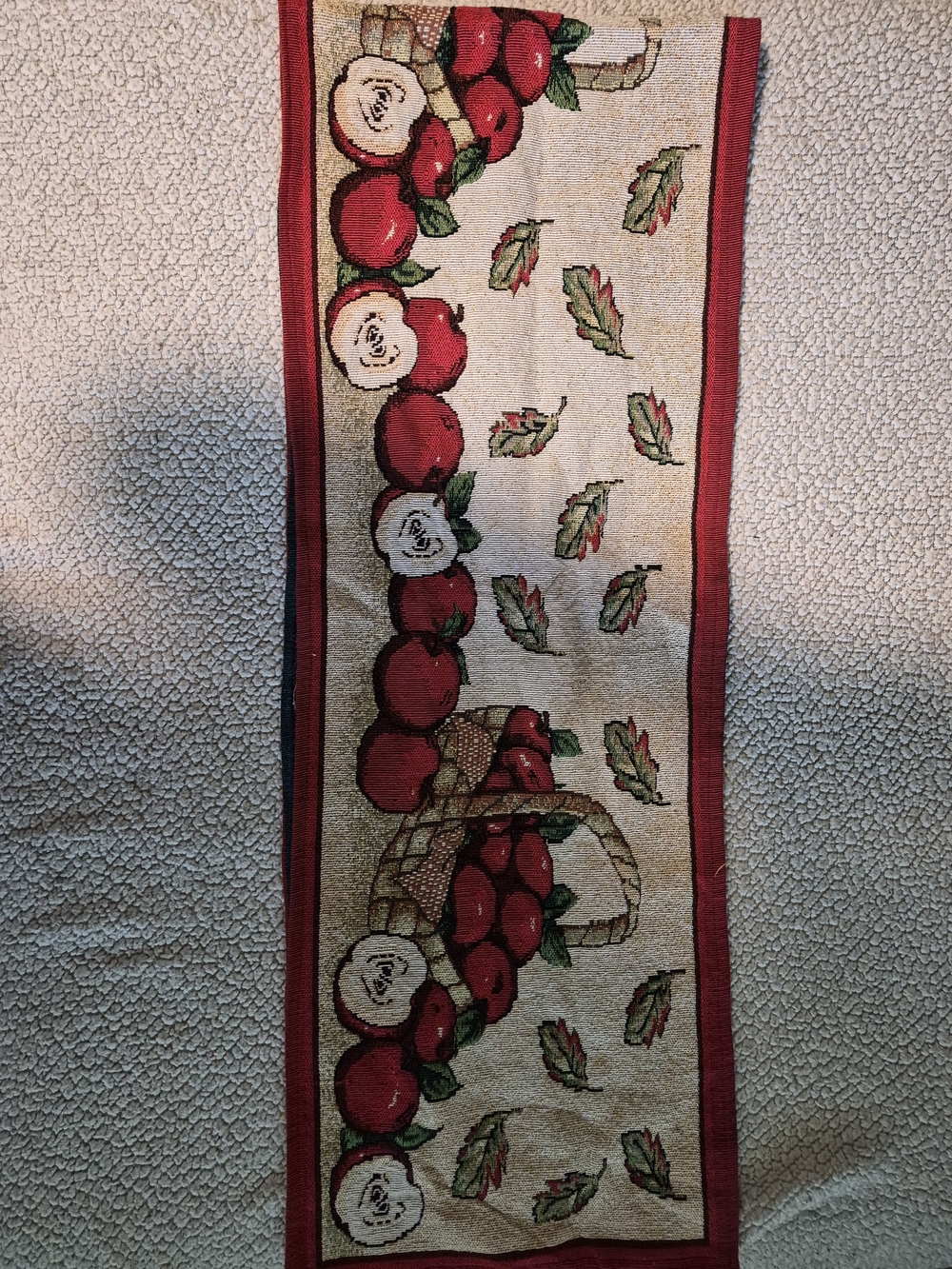 Vintage Woven Tapestry Apple Table Runner